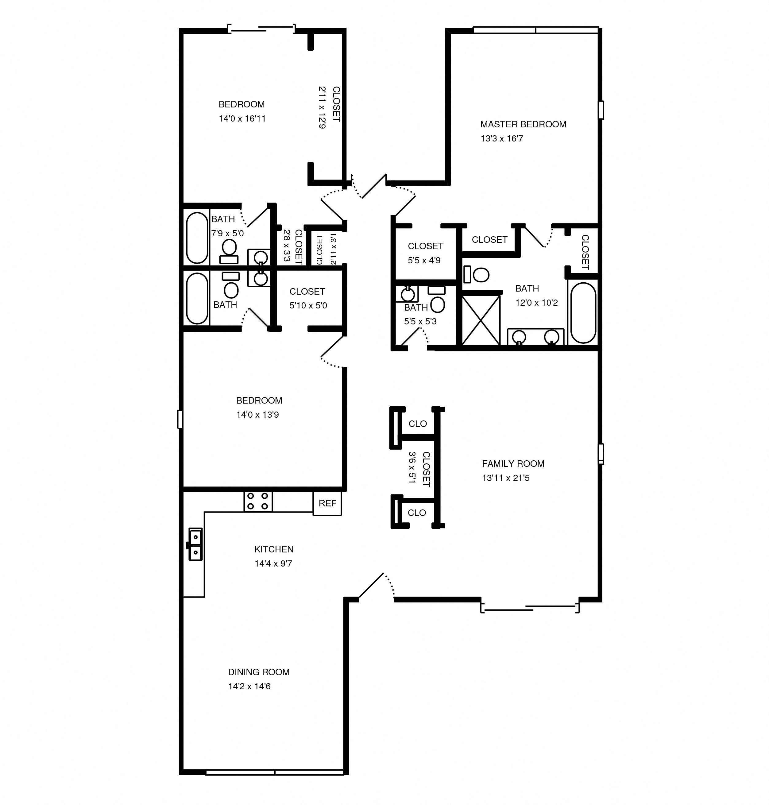 Floor plan for 3 beds, 3.5 baths, 1810 sqft